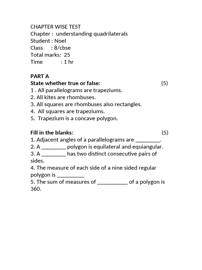 Chapter Wise Test | PDF