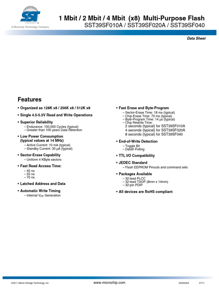 Multi-Purpose Flash Memory Data Sheet | PDF | Flash Memory | Electronics