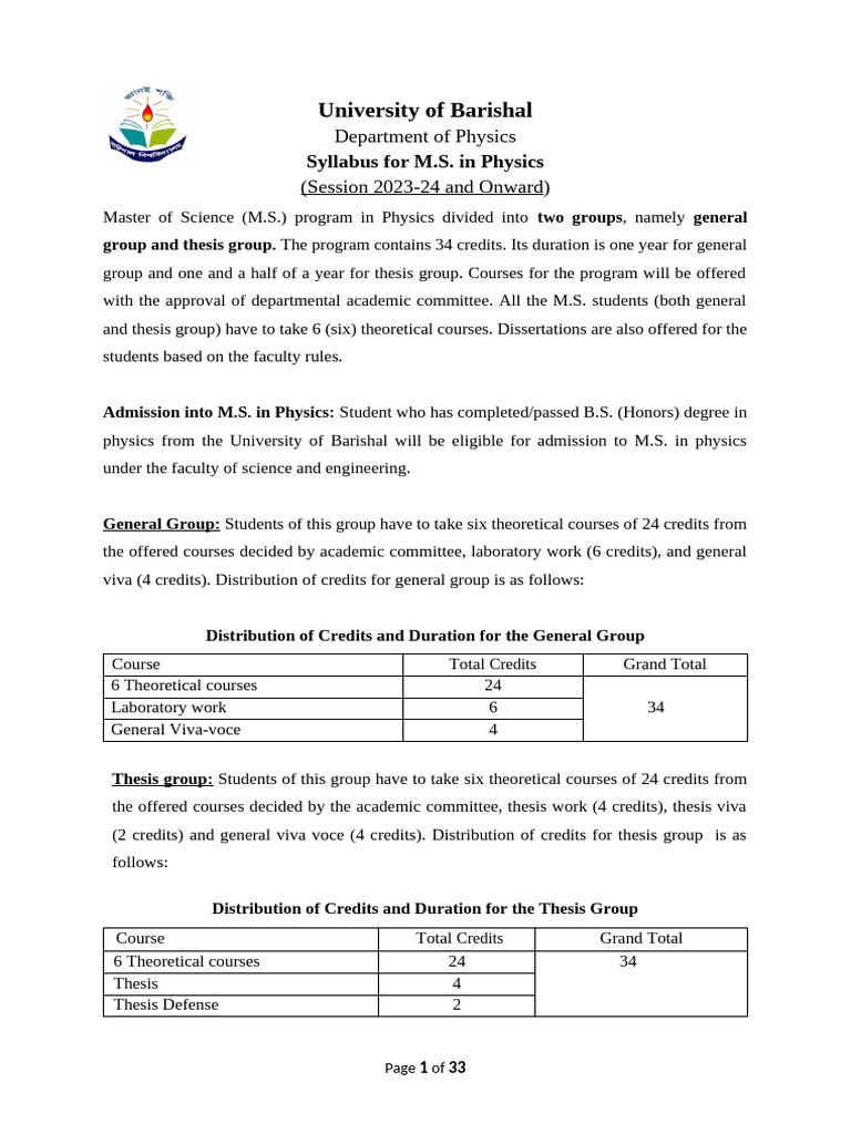 M.S. in Physics Syllabus 2023-24 | PDF | Ferromagnetism | Quantum ...