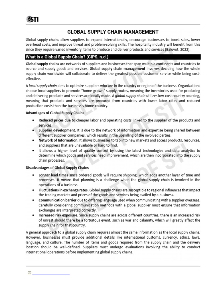 Global Supply Chain Management Insights | PDF | Supply Chain | Risk