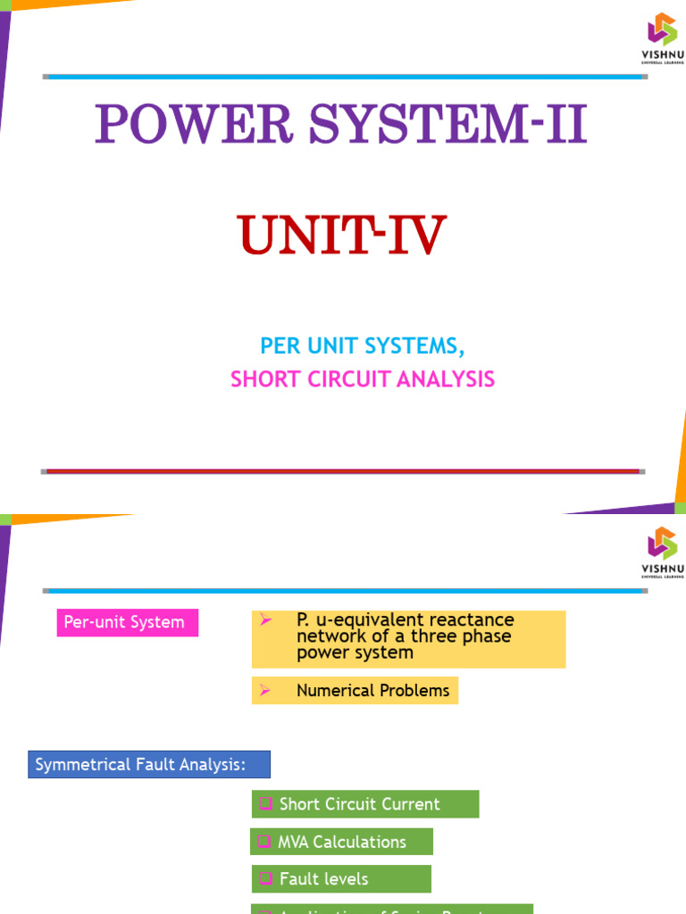 Per Unit System & Short Circuit Analysis | PDF | Electrical Impedance ...