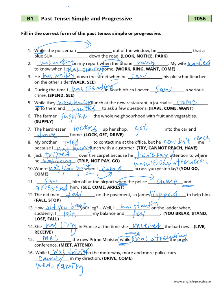 T 056 Past Tense Simple Progressive | PDF | Chess Theory | Chess