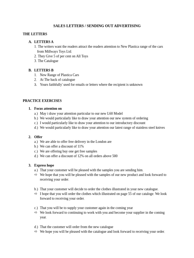 Sales Letter Examples for Toys and Bicycles | PDF | Marketing