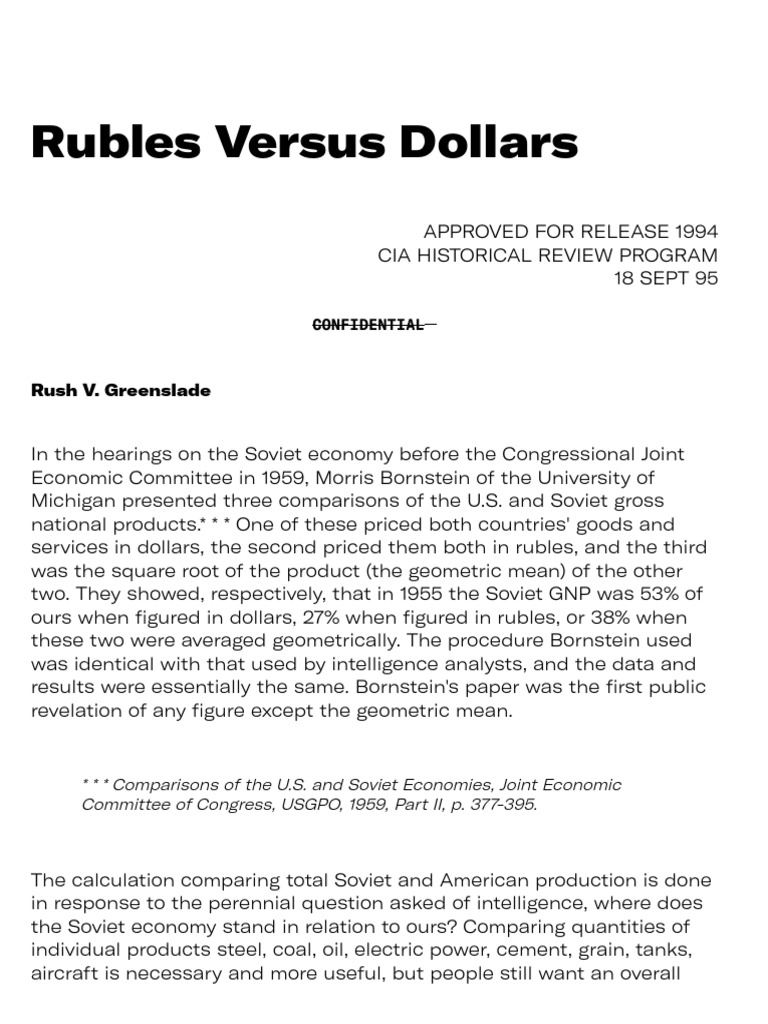 Rubles Versus Dollars | PDF | Prices | Soviet Union