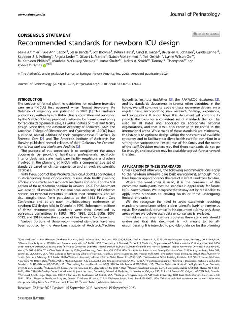 Newborn ICU Design Standards Guide | PDF | Neonatal Intensive Care Unit ...