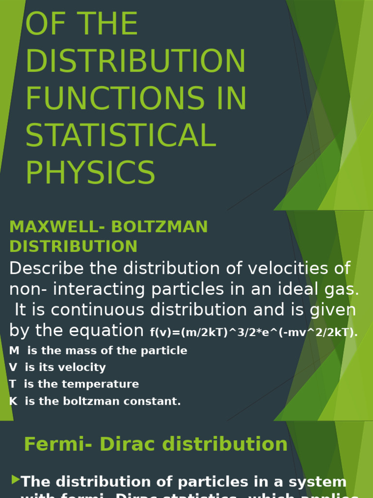 Statistical Physics Distribution Functions | PDF