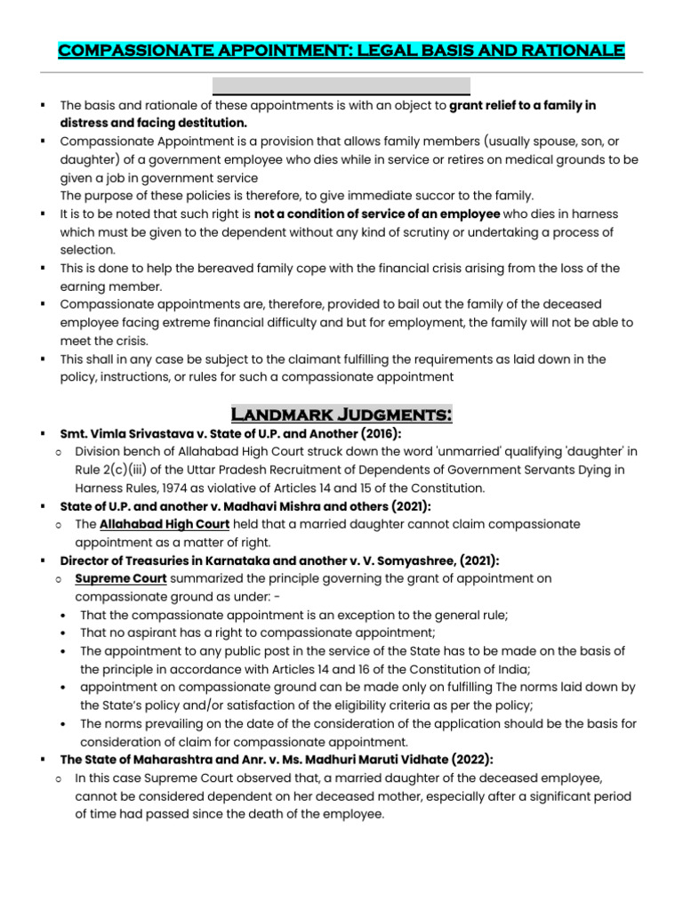 Understanding Compassionate Appointments | PDF | Employment | Compassion