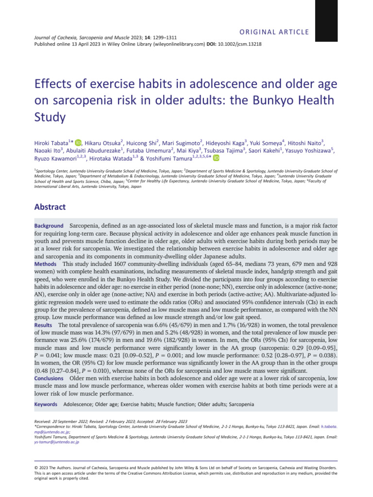 Exercise and Sarcopenia Risk in Older Adults | PDF | Skeletal Muscle ...