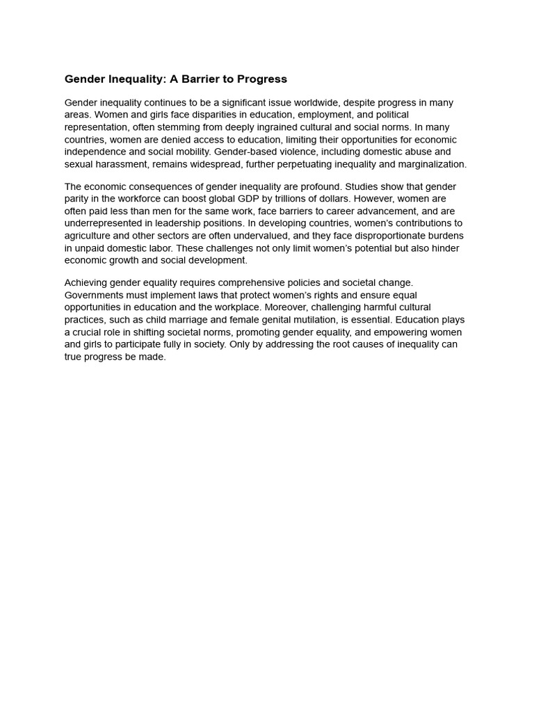 Addressing Gender Inequality Barriers | PDF