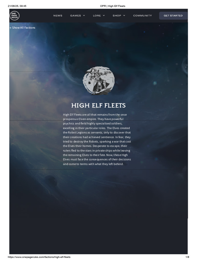 OPR - High Elf Fleets | PDF | Elf (Dungeons & Dragons) | Elves