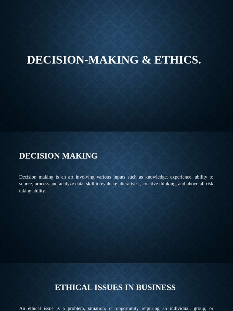 Decision Making and Ethics | PDF | Decision Making | Thought