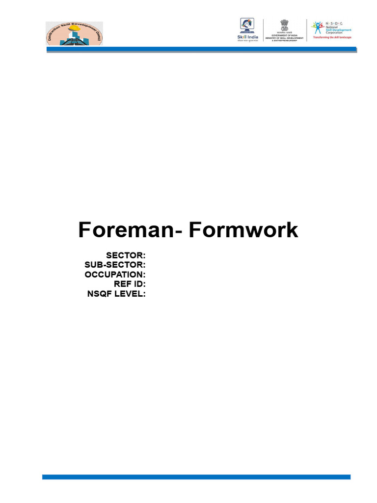 Foreman Formwork Training Curriculum | PDF | Personal Protective ...