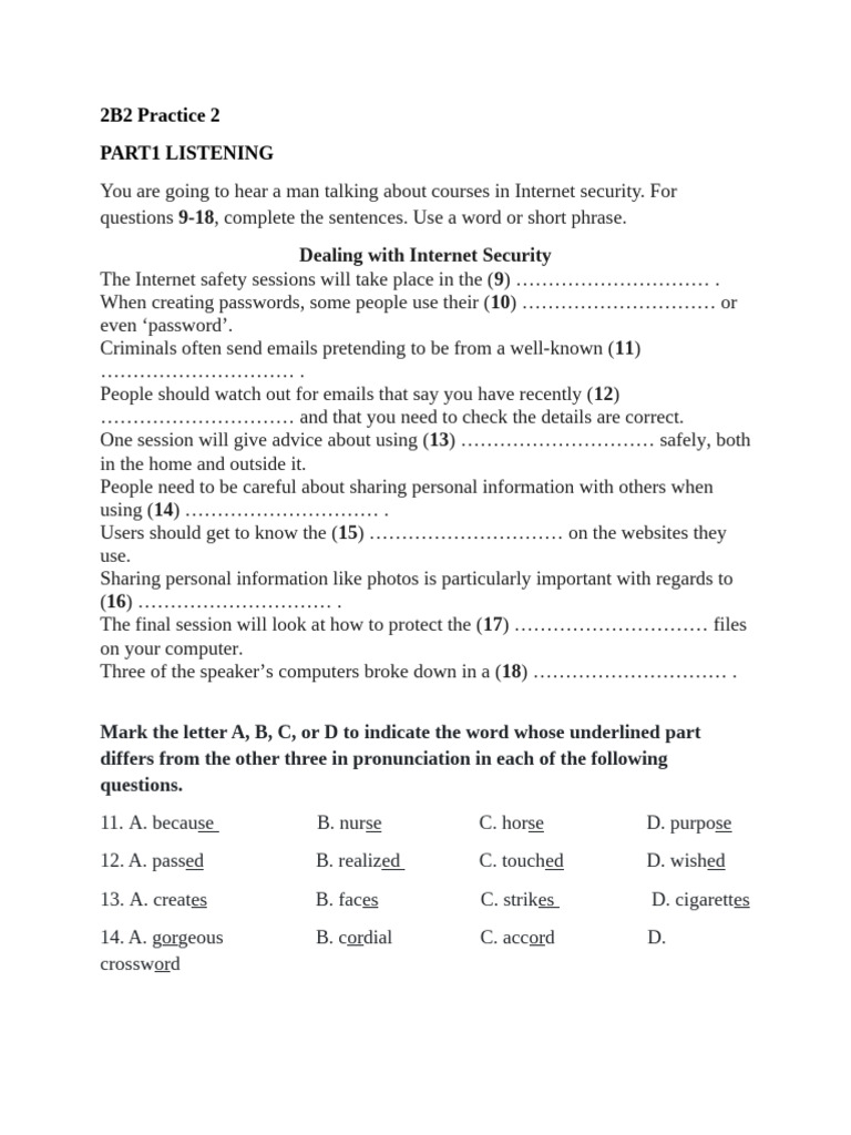 2B2 Practice 2 | PDF | Password