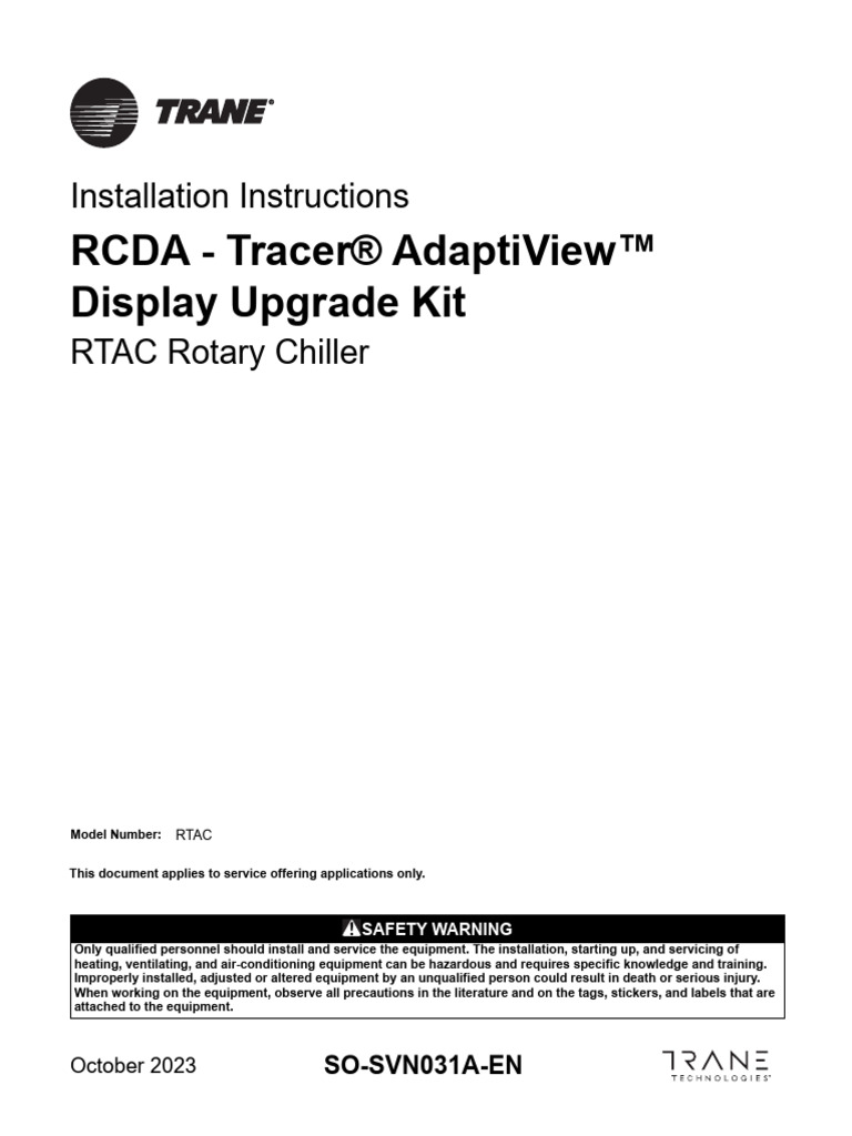 RTAC Chiller AdaptiView Upgrade Guide | PDF | Chlorofluorocarbon ...