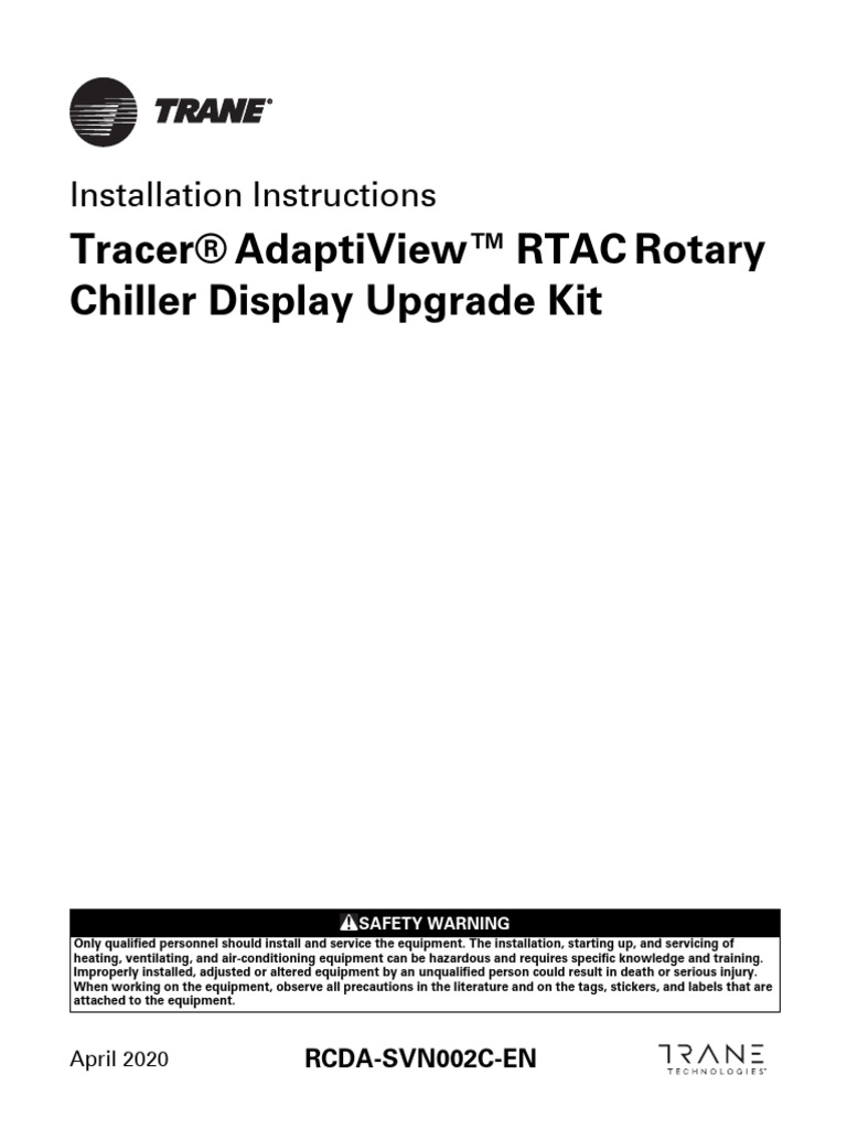 Tracer AdaptiView RTAC Chiller Upgrade Guide | PDF | Chlorofluorocarbon ...