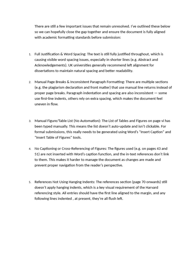 Formatting Issues in Dissertation Review | PDF
