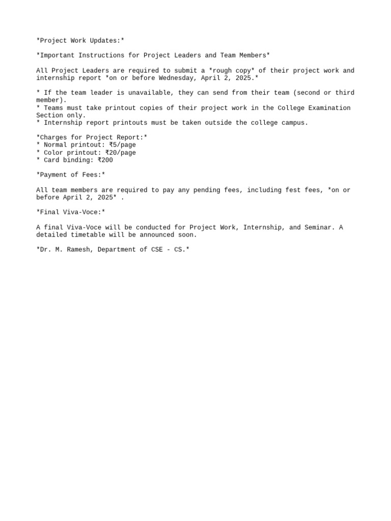 Project Submission Guidelines and Fees | PDF
