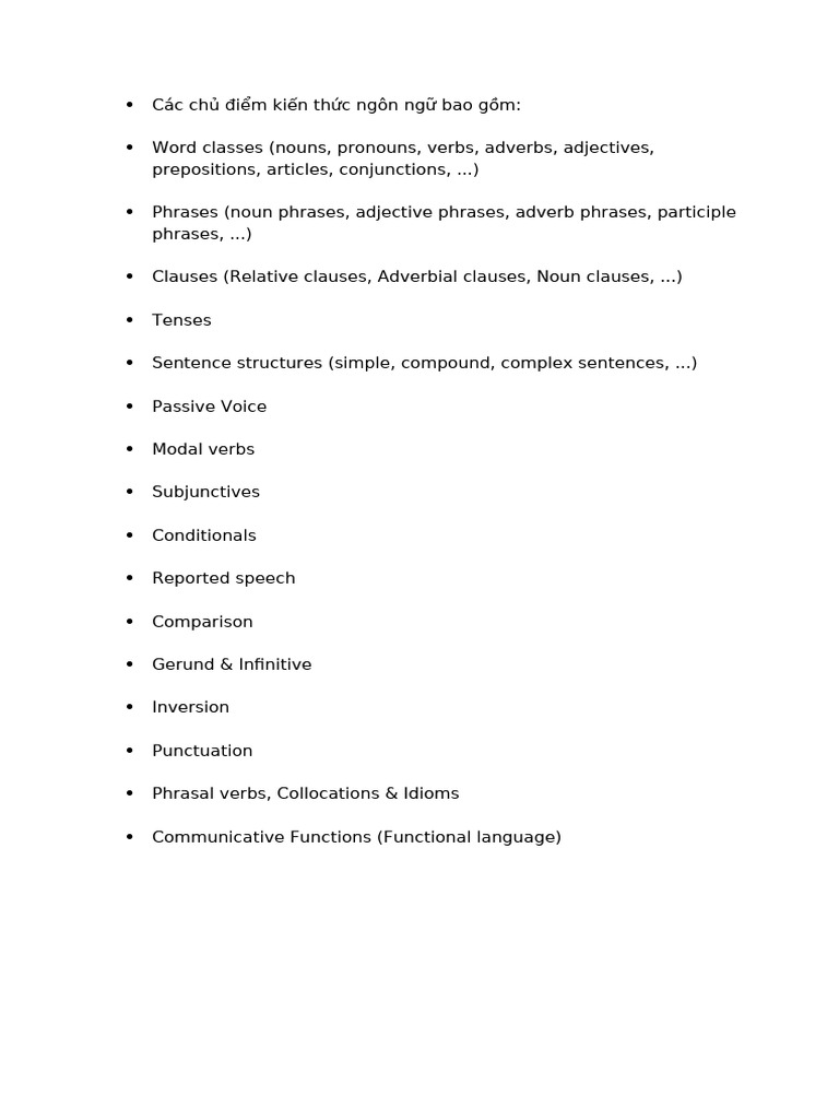 Language Knowledge Topics Overview | PDF