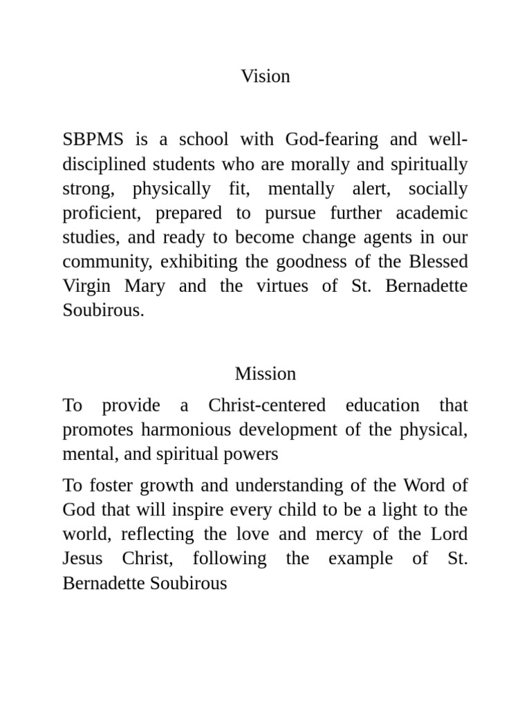 Christ-Centered Education Vision & Mission | PDF