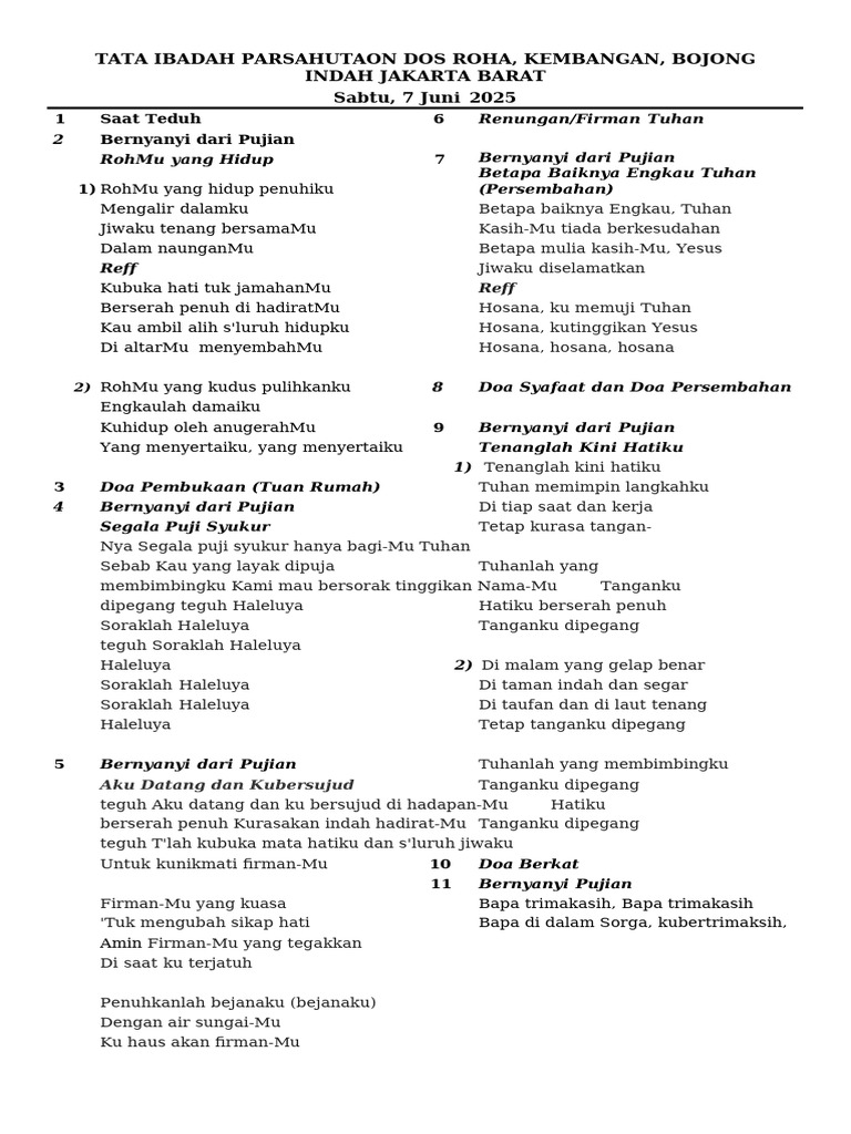 Tata Ibadah Parsahutaon 2025 | PDF