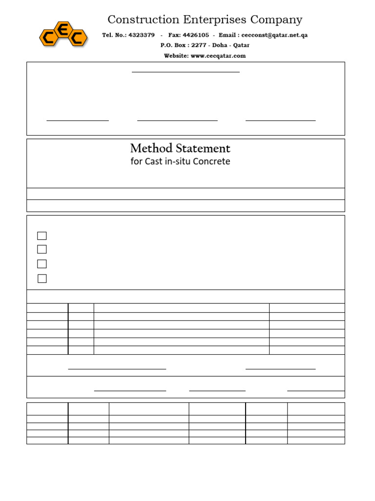 Method Statement for Raft Foundation Casting | PDF | Concrete ...