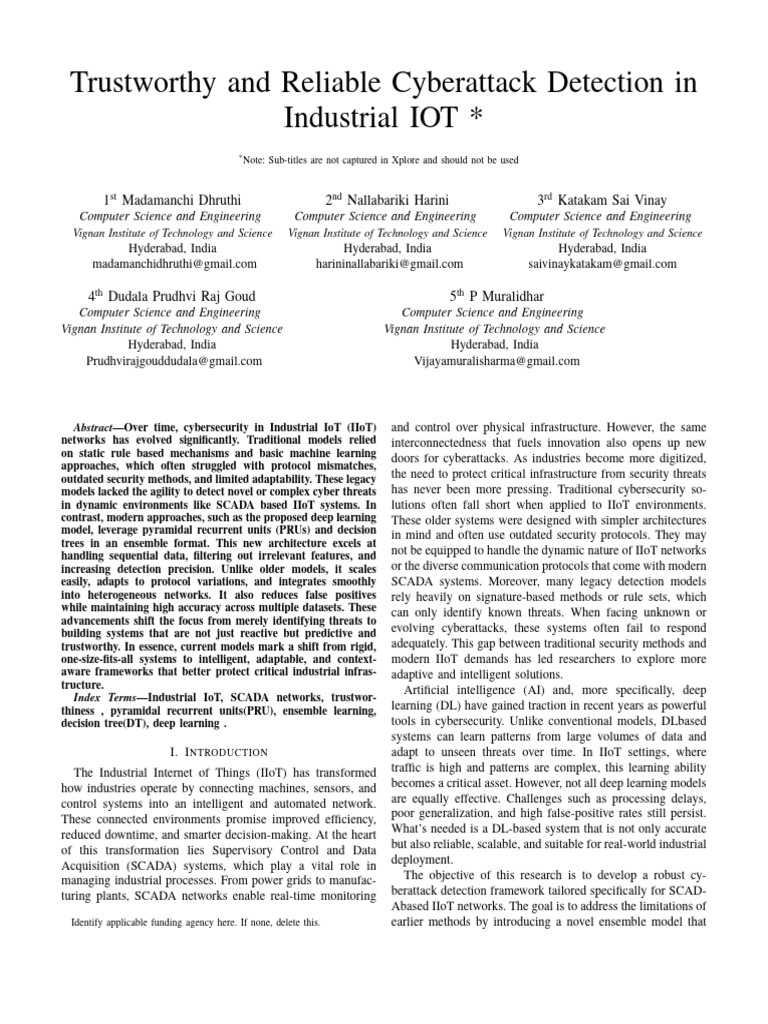 Trustworthy and Reliable Cyberattack Detection in Industrial IOT | PDF ...