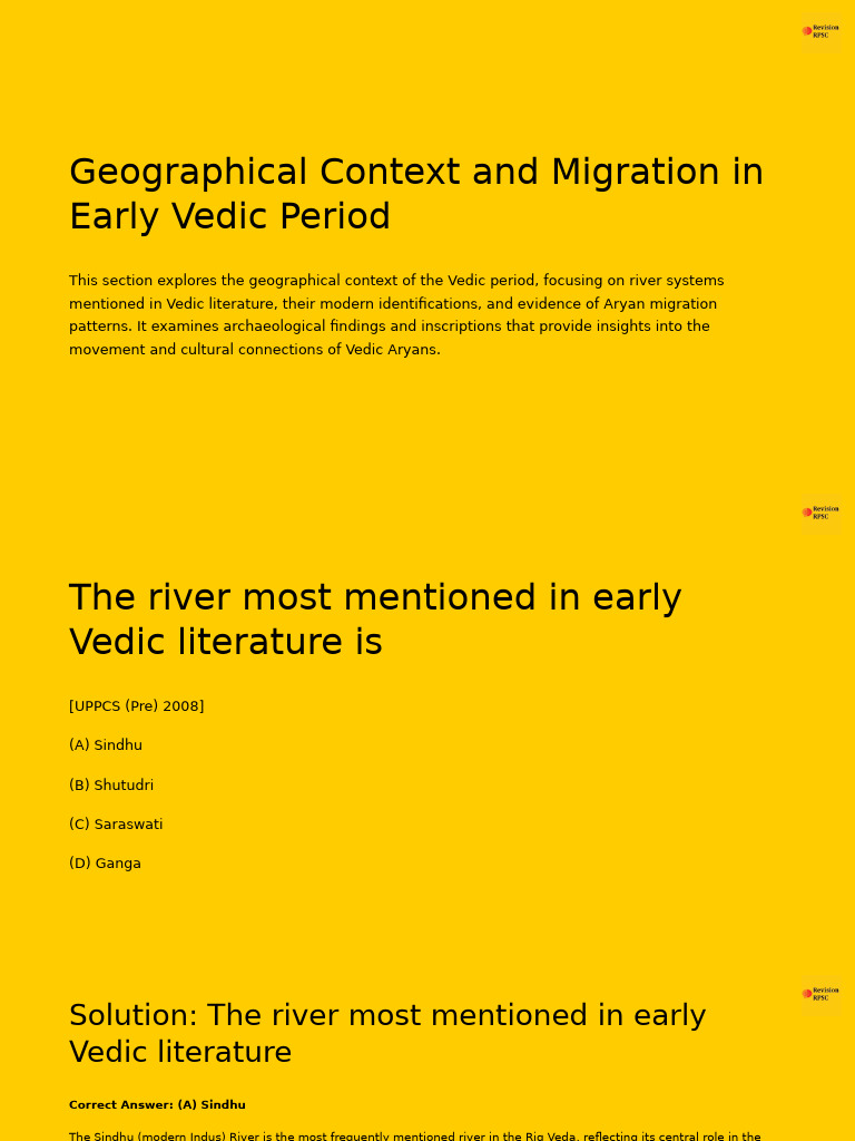 Geographical Context and Migration in Early Vedic Period | PDF | Vedas ...