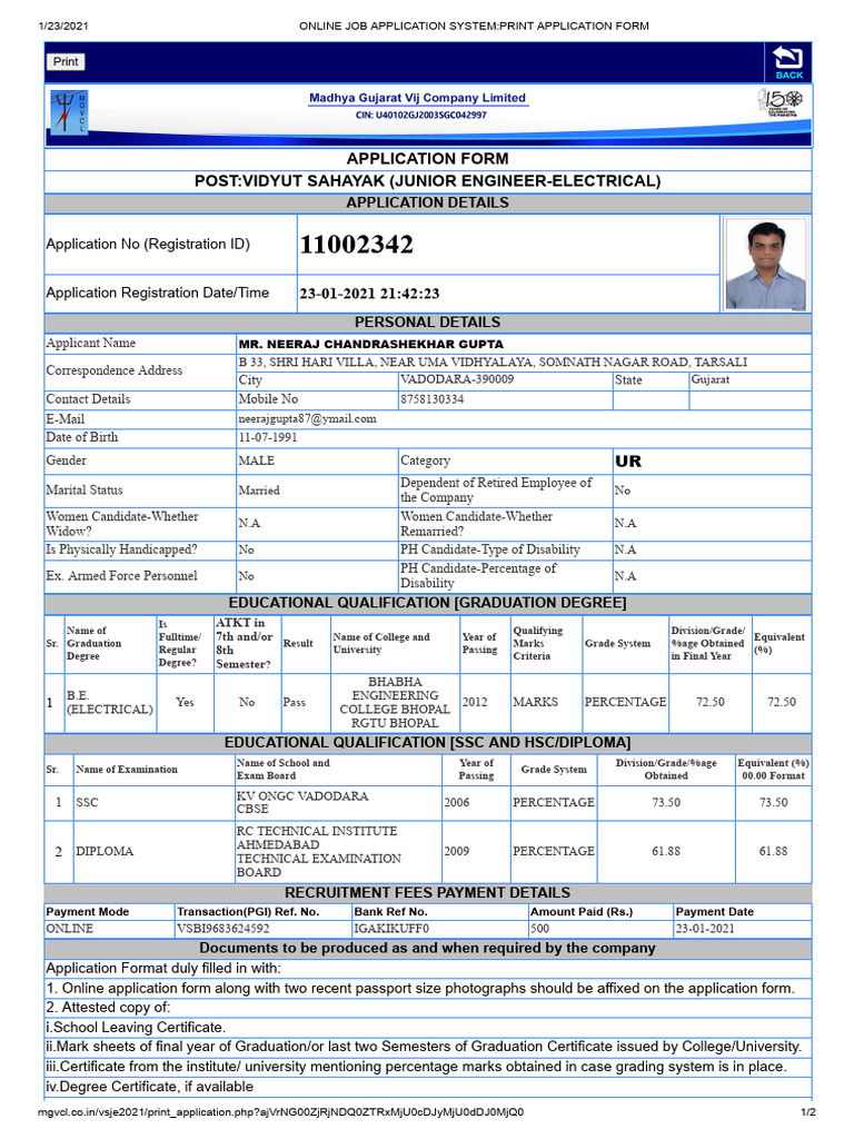 Vidyut Sahayak Application Form | PDF
