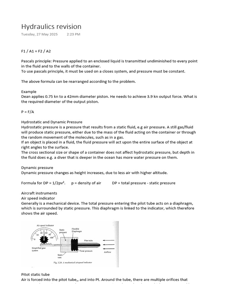 Hydraulics Revision | PDF | Pressure | Pressure Measurement