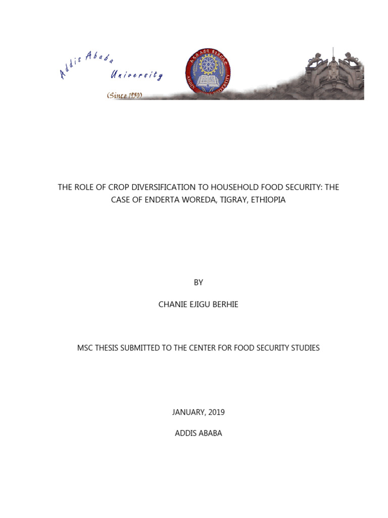 The Role of Crop Diversification To Household Food Security: The Case ...