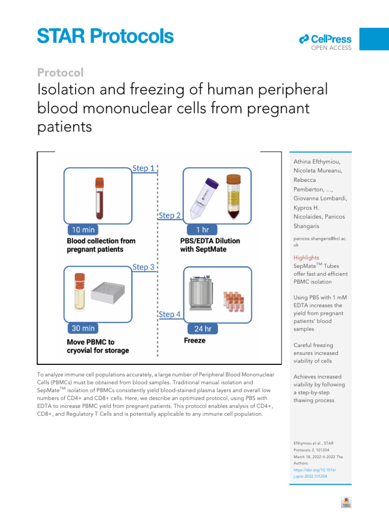 PBMC Isolation from Pregnant Patients | PDF ...