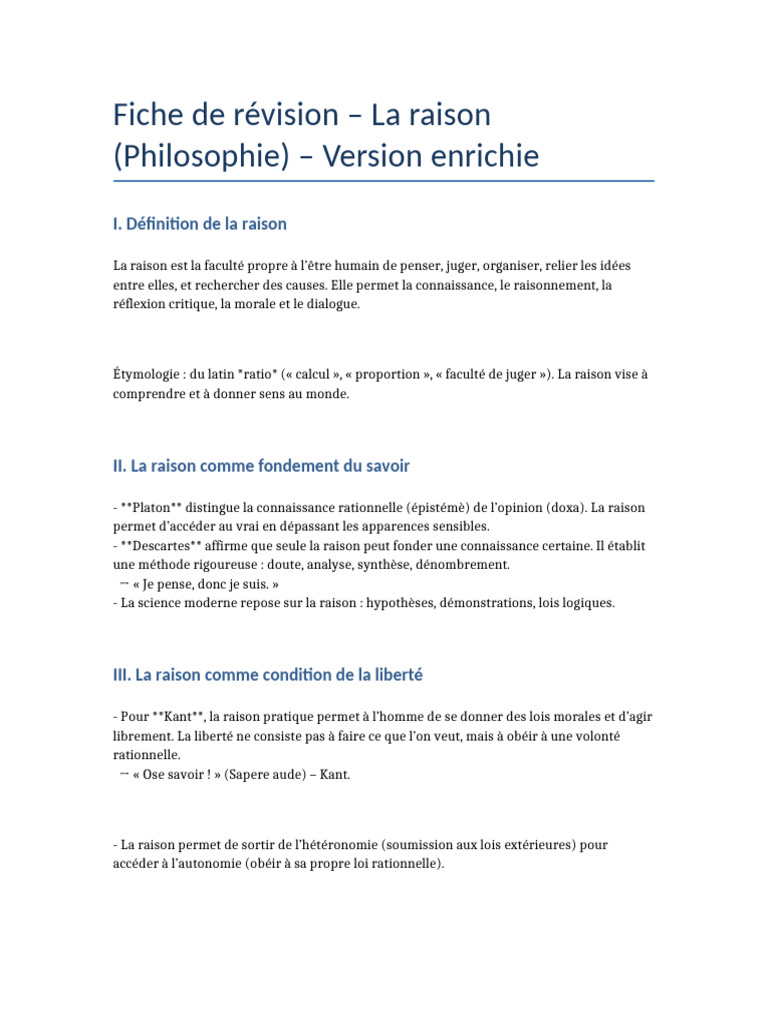 La Raison en Philosophie : Fondements et Limites | PDF | Raison | Platon