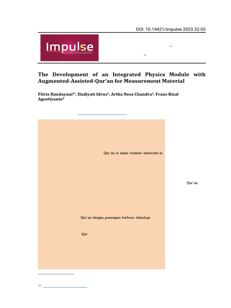 The Development of An Integrated Physics Module With Augmented-Assisted ...