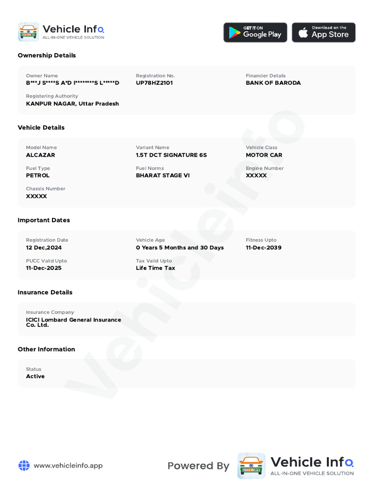 Vehicle Ownership and Details Report | PDF