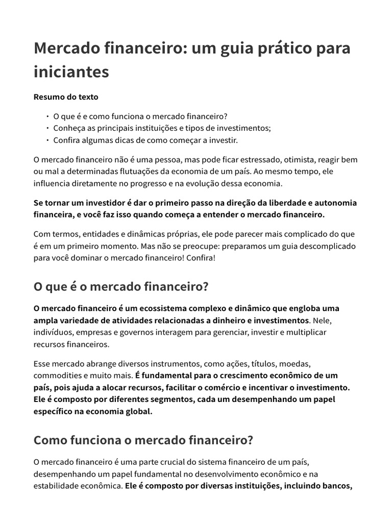 Guia Prático do Mercado Financeiro | PDF | Bolsa de valores | Renda fixa