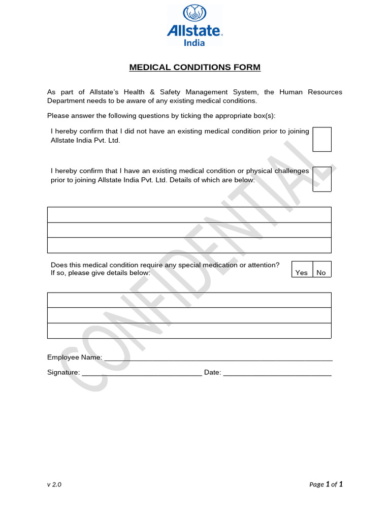 Medical Form | PDF