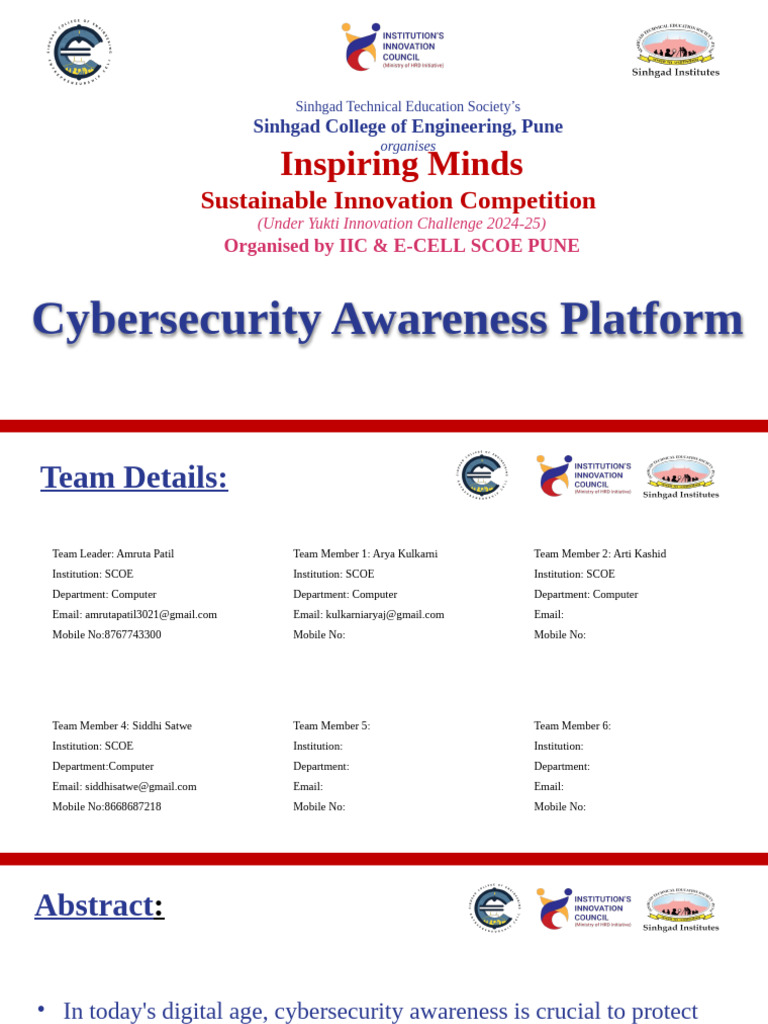 Cybersecurity Awareness Platform Initiative | PDF | Computer Security ...