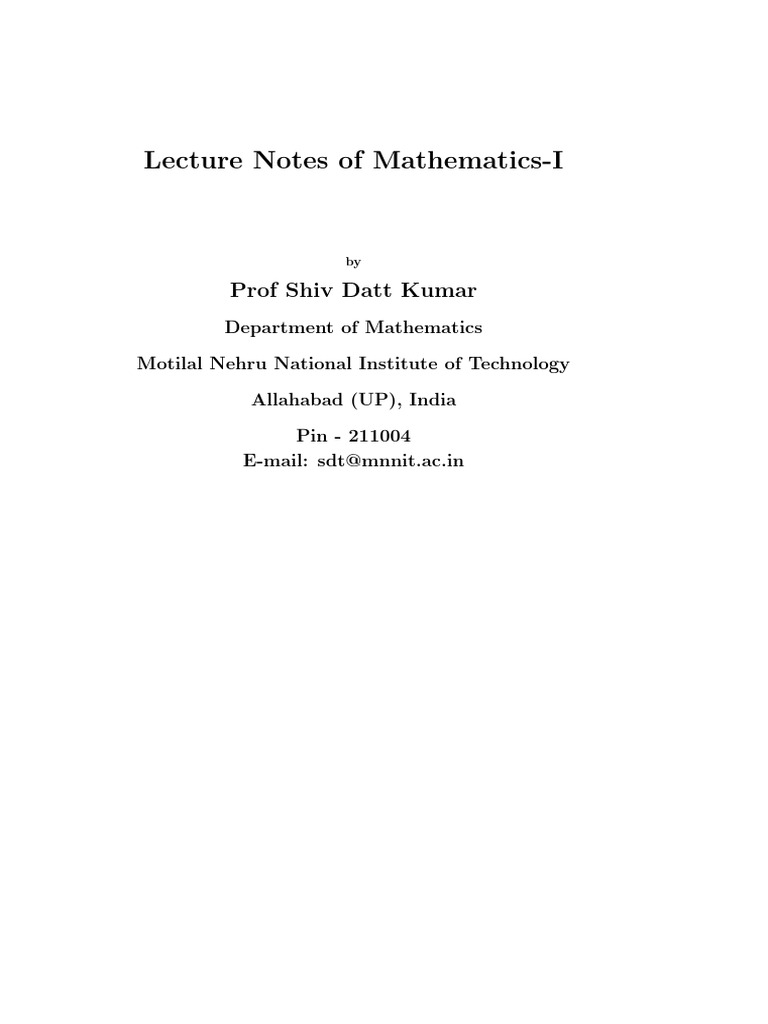 Mathematics I Lecture Notes Overview | PDF | Limit (Mathematics) | Sequence