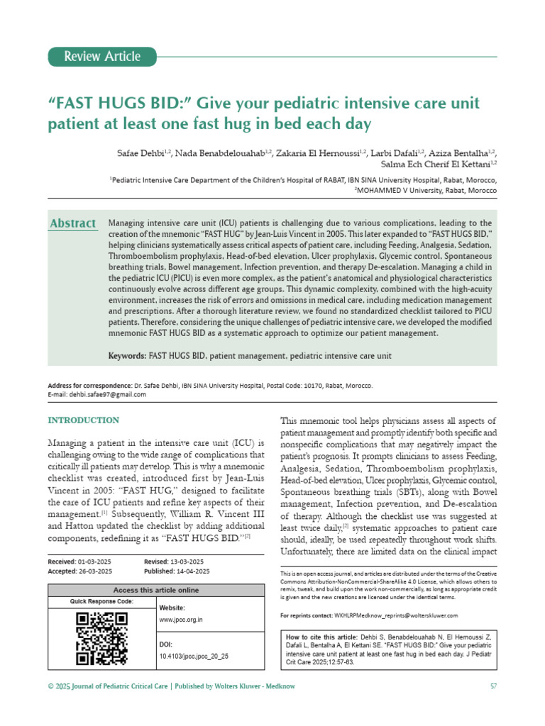 Fast Hugs Bid Give Your Pediatric Intensive.3 | PDF | Intensive Care ...