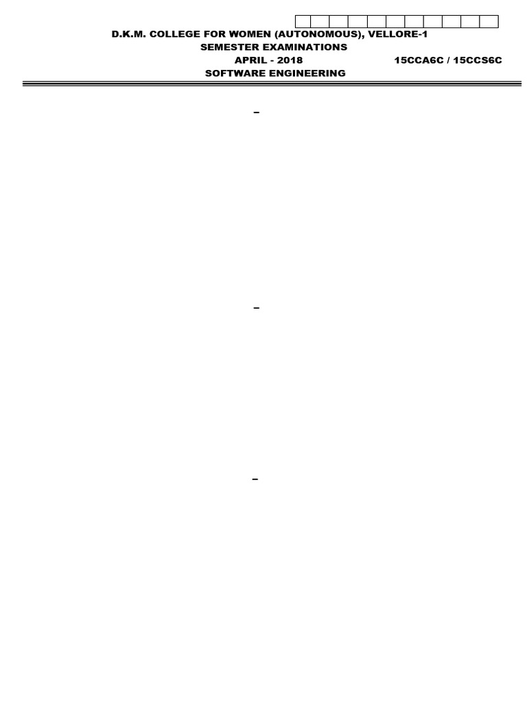 Software Engineering Exam Paper - April 2018 | PDF
