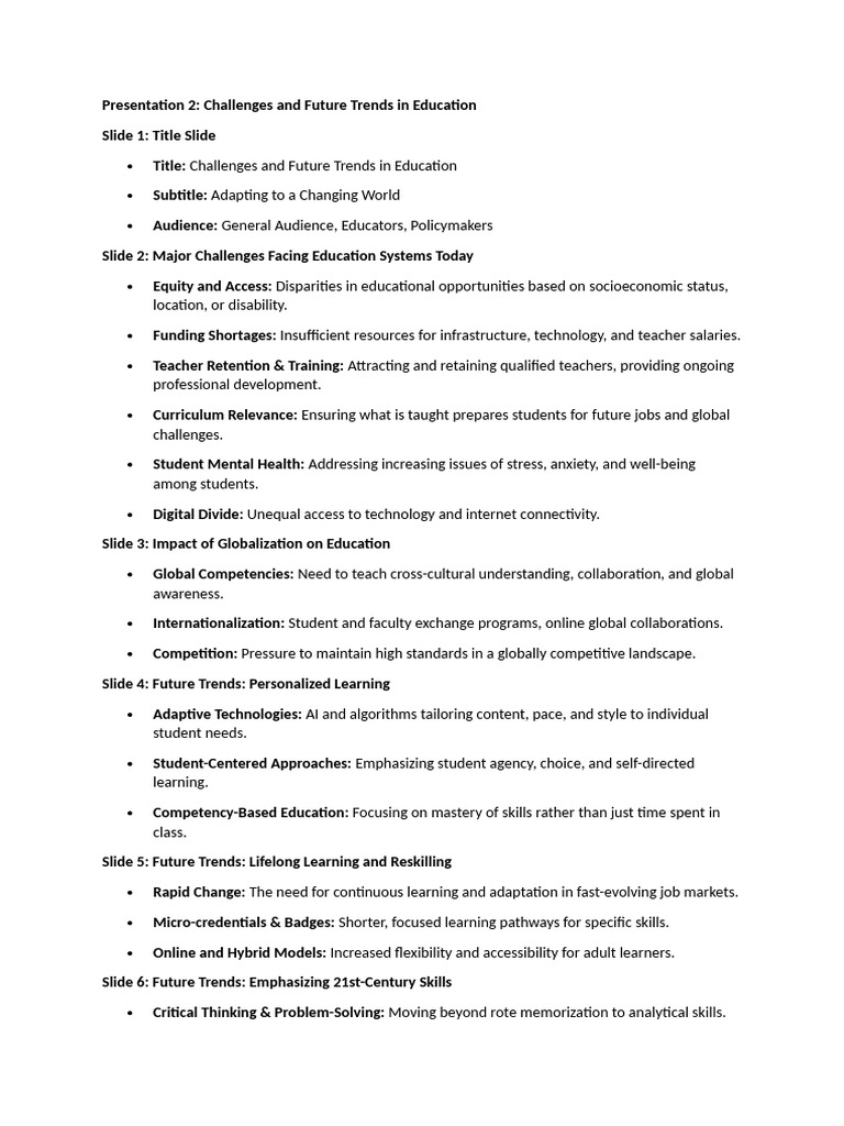 Future Trends in Education Challenges | PDF | Teachers | Learning