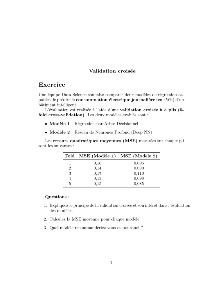 Comparaison de modèles de régression MSE | PDF