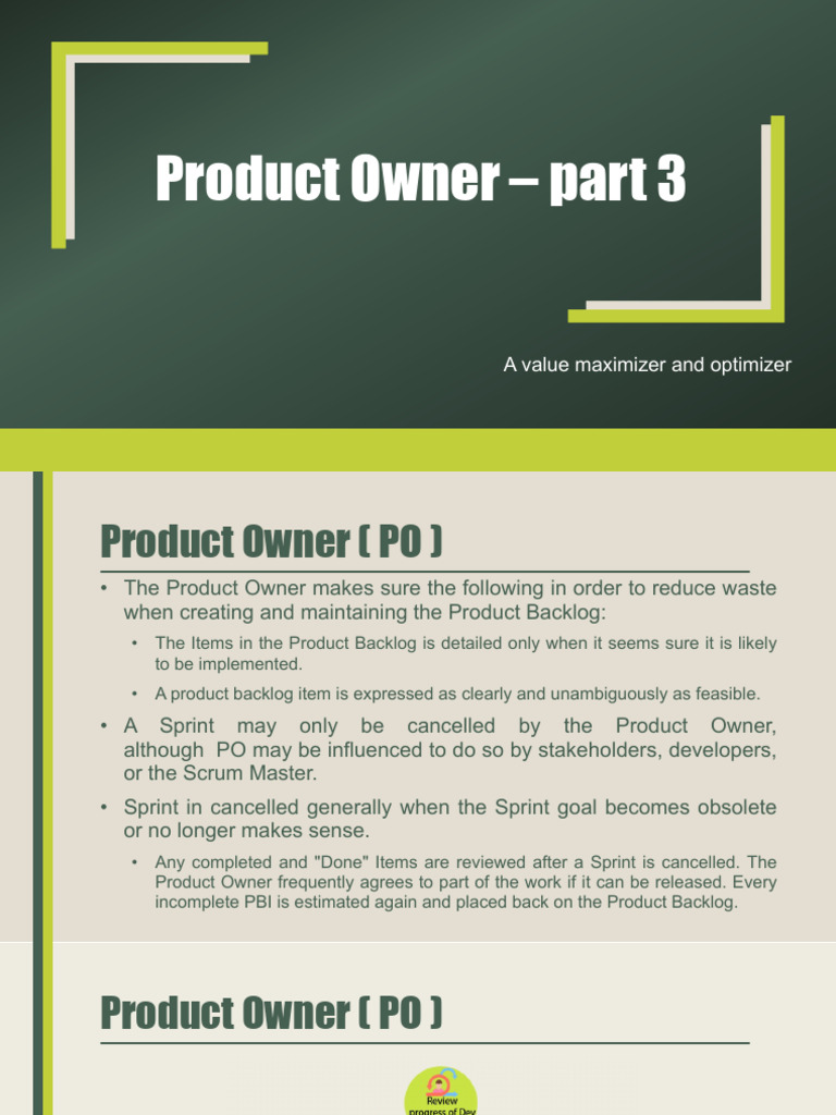 Product Owner Responsibilities Explained | PDF