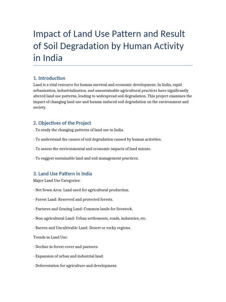 Land Use and Soil Degradation India Project | PDF | Agriculture ...