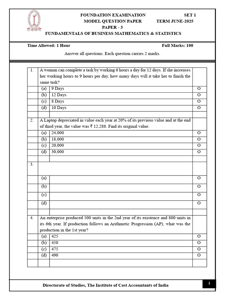 Business Mathematics & Statistics Exam 2025 | PDF | Regression Analysis ...