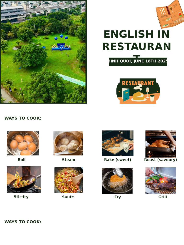 English Phrases for Restaurant Orders | PDF | Grilling | Roasting