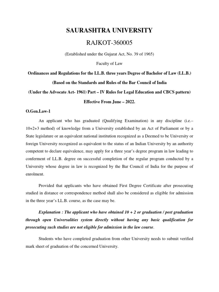 Provisional Eligibility for LL.B. Admission | PDF | University And ...