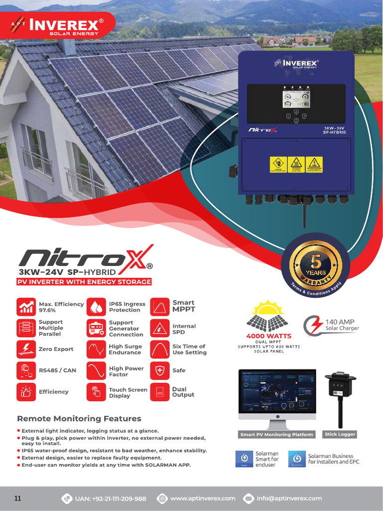 Inverex Nitrox 3kw Hybrid Solar Inverter Datasheet | PDF
