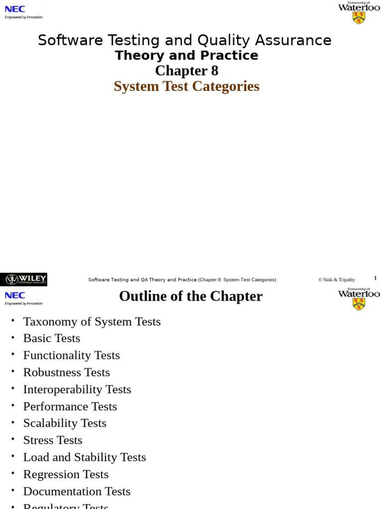 Ch8 SystemTestCategories | PDF | Software Testing | Reliability Engineering
