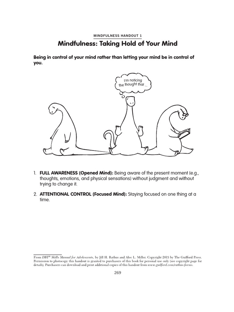 Mindfulness Handout 1. Taking Hold of Your Mind | PDF